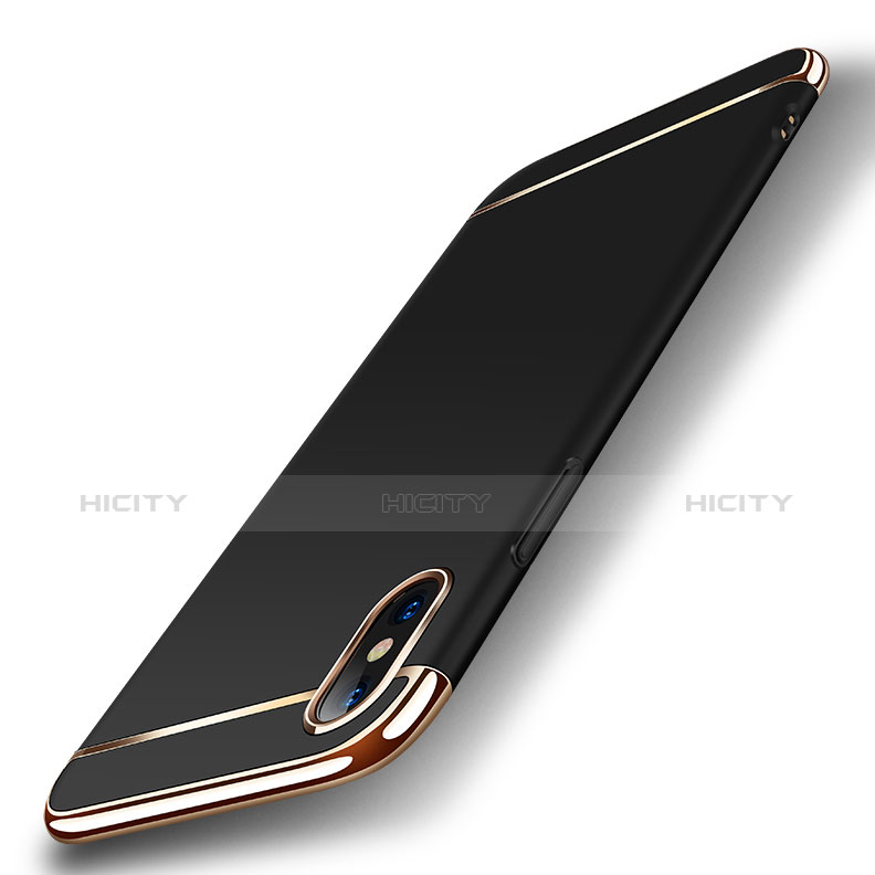 Funda Bumper Lujo Marco de Metal y Plastico M01 para Apple iPhone Xs Negro