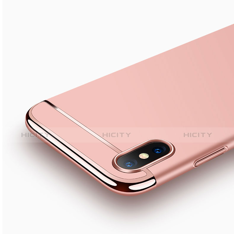 Funda Bumper Lujo Marco de Metal y Plastico M01 para Apple iPhone Xs Oro Rosa