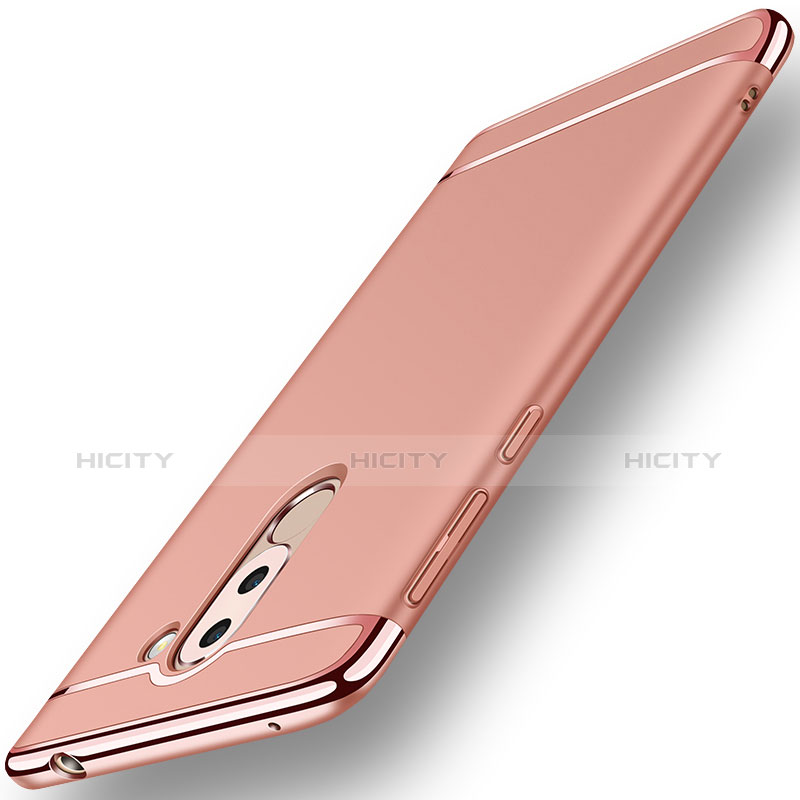 Funda Bumper Lujo Marco de Metal y Plastico M02 para Huawei Honor 6X Pro Oro Rosa