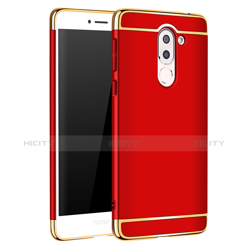 Funda Bumper Lujo Marco de Metal y Plastico M02 para Huawei Honor 6X Pro Rojo