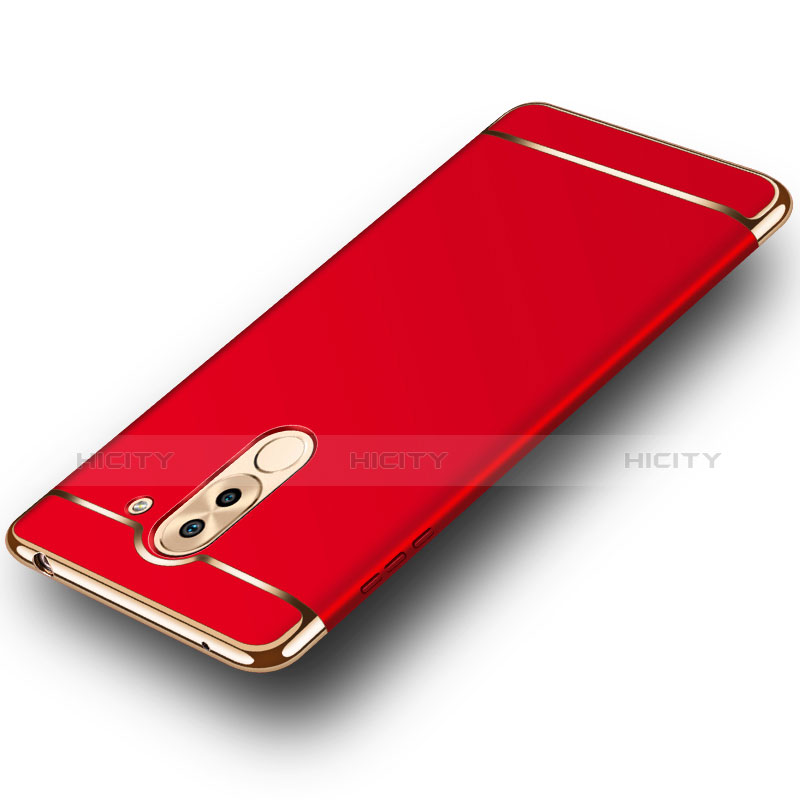 Funda Bumper Lujo Marco de Metal y Plastico M02 para Huawei Honor 6X Pro Rojo