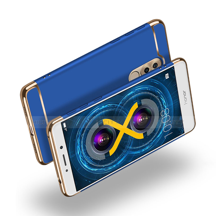 Funda Bumper Lujo Marco de Metal y Plastico M03 para Huawei GR5 (2017) Azul