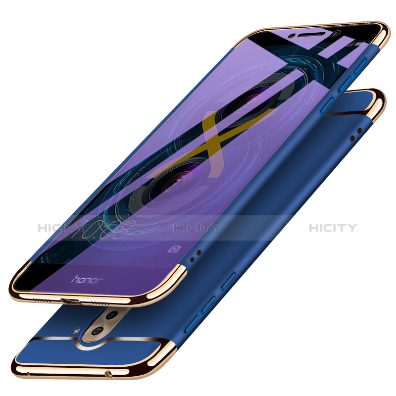Funda Bumper Lujo Marco de Metal y Plastico M03 para Huawei Honor 6X Pro Azul