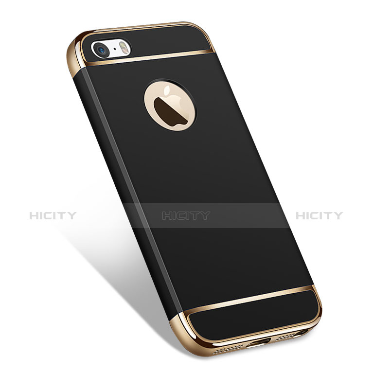 Funda Bumper Lujo Marco de Metal y Plastico para Apple iPhone 5 Negro