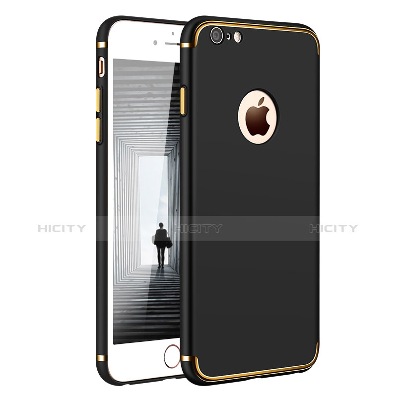 Funda Bumper Lujo Marco de Metal y Plastico para Apple iPhone 6S Plus Negro
