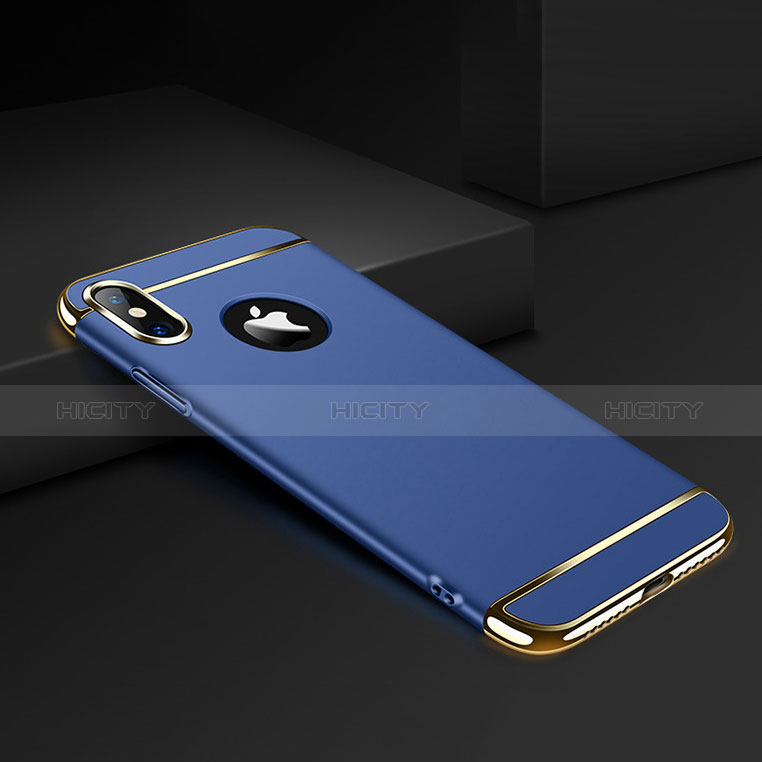 Funda Bumper Lujo Marco de Metal y Plastico para Apple iPhone Xs Max Azul