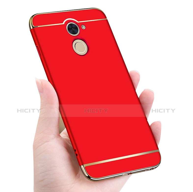 Funda Bumper Lujo Marco de Metal y Plastico para Huawei Enjoy 7 Plus Rojo