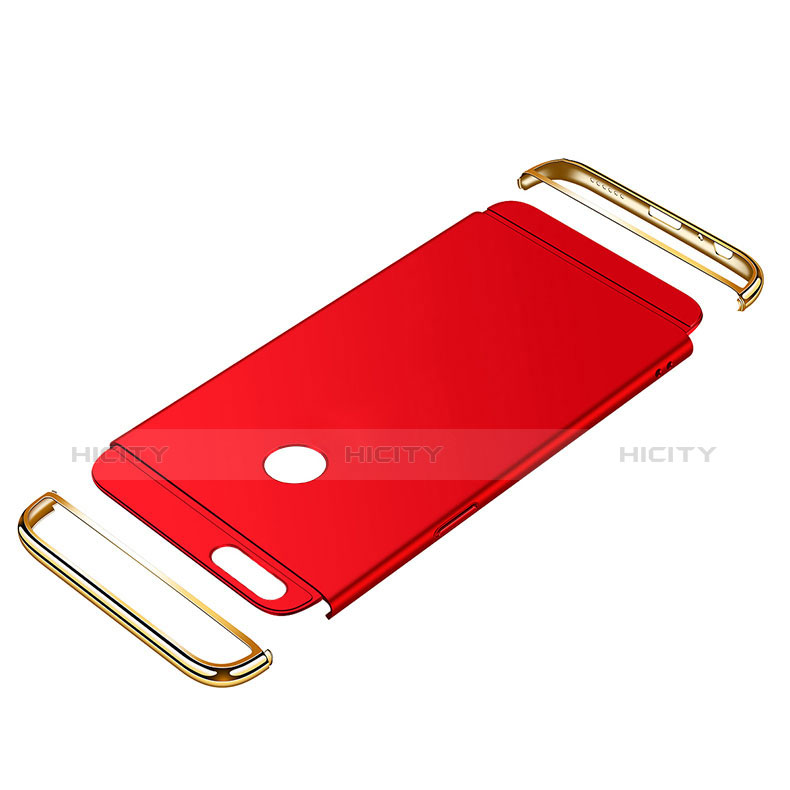 Funda Bumper Lujo Marco de Metal y Plastico para Huawei Honor 7X Rojo