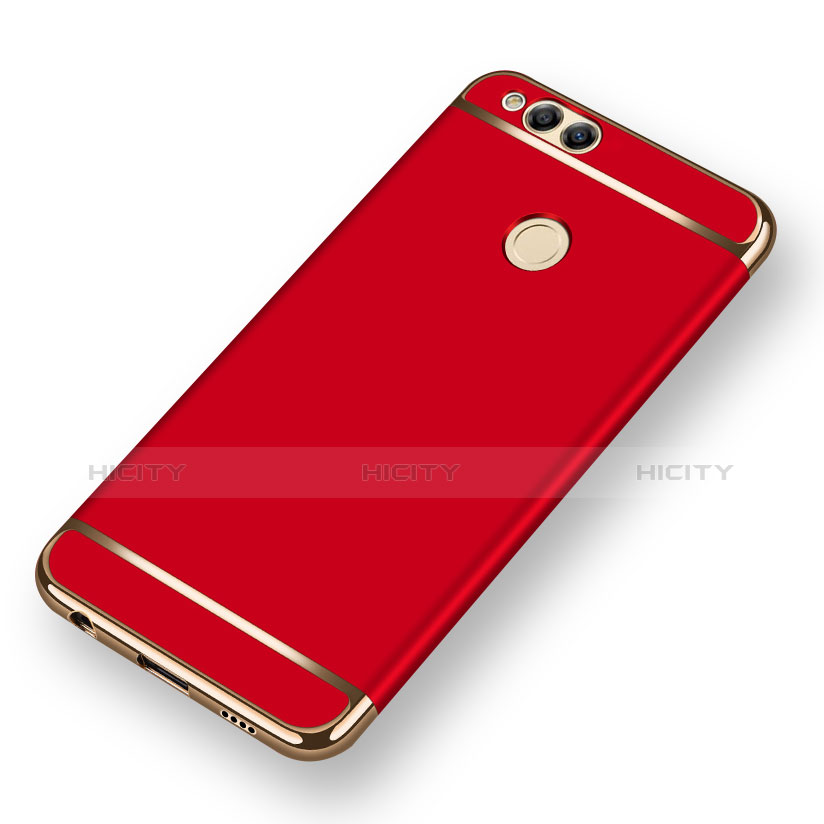 Funda Bumper Lujo Marco de Metal y Plastico para Huawei Honor 7X Rojo