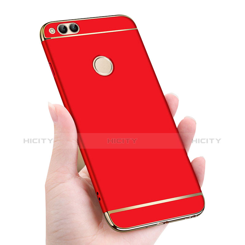 Funda Bumper Lujo Marco de Metal y Plastico para Huawei Honor Play 7X Rojo