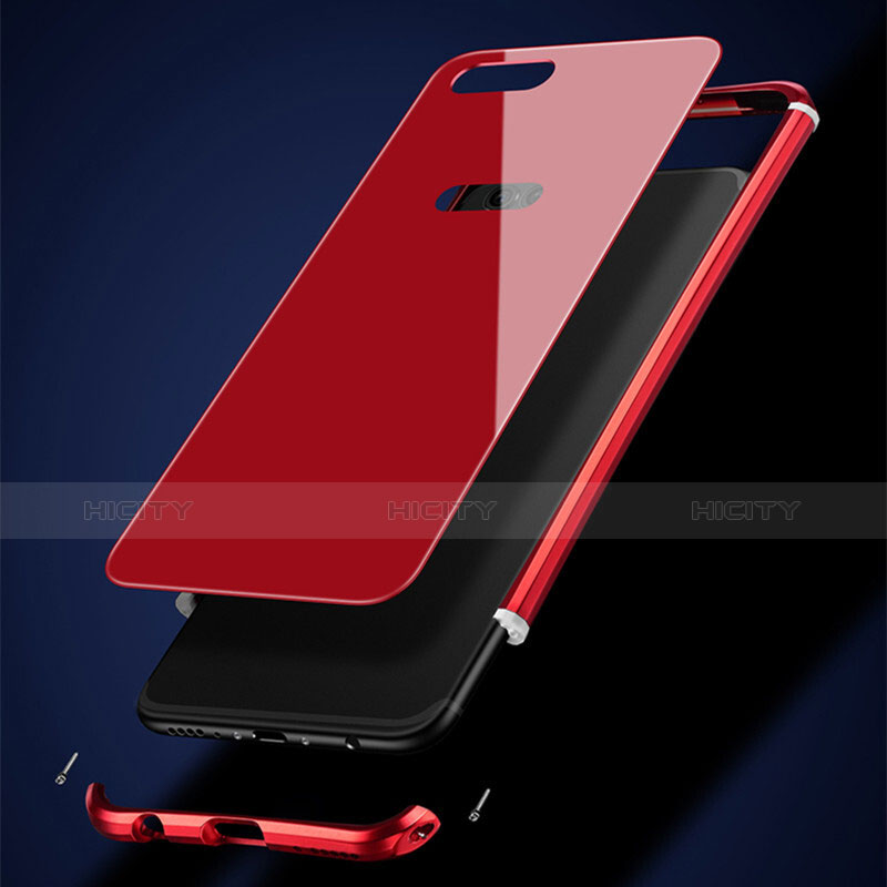 Funda Bumper Lujo Marco de Metal y Plastico para Huawei Honor View 10 Rojo