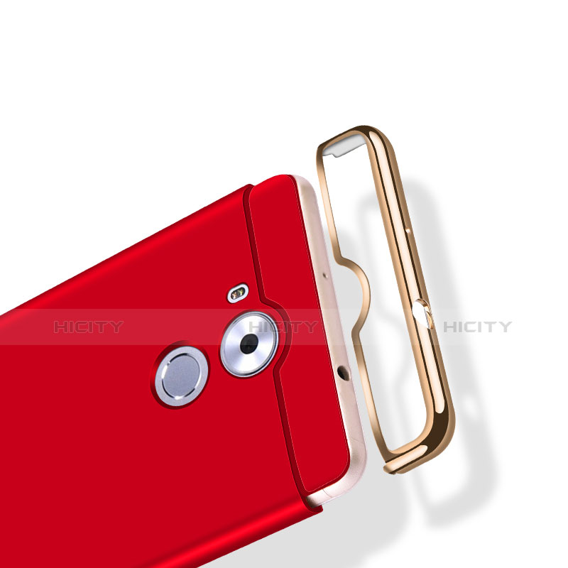 Funda Bumper Lujo Marco de Metal y Plastico para Huawei Mate 8 Rojo