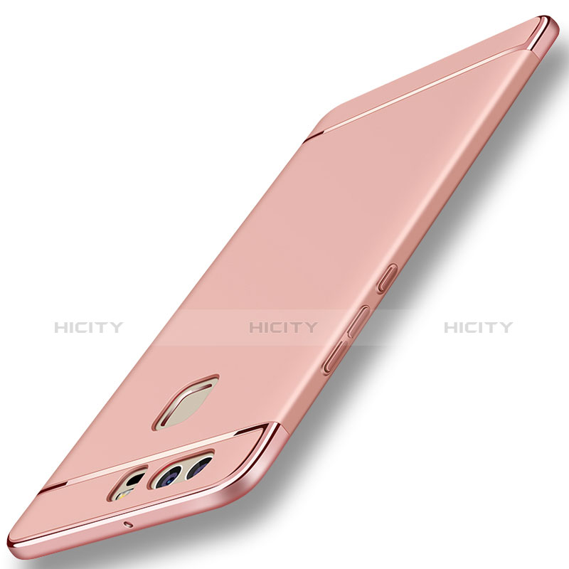 Funda Bumper Lujo Marco de Metal y Plastico para Huawei P9 Oro Rosa