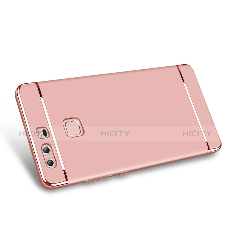 Funda Bumper Lujo Marco de Metal y Plastico para Huawei P9 Oro Rosa