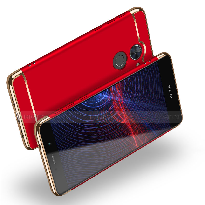 Funda Bumper Lujo Marco de Metal y Plastico para Huawei Y7 Prime Rojo
