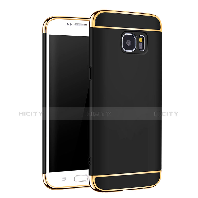 Funda Bumper Lujo Marco de Metal y Plastico para Samsung Galaxy S7 Edge G935F Negro