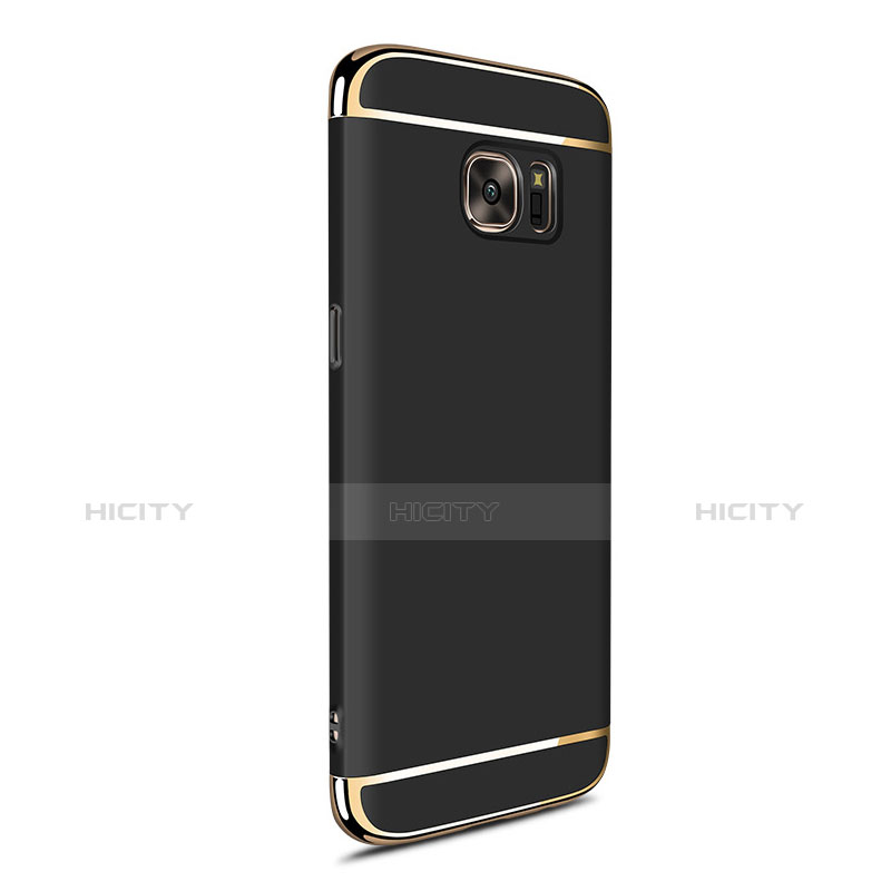 Funda Bumper Lujo Marco de Metal y Plastico para Samsung Galaxy S7 Edge G935F Negro