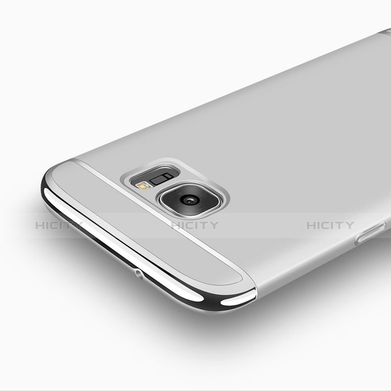 Funda Bumper Lujo Marco de Metal y Plastico para Samsung Galaxy S7 Edge G935F Plata