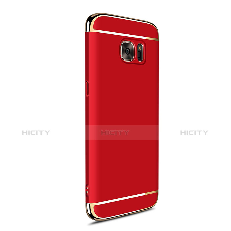 Funda Bumper Lujo Marco de Metal y Plastico para Samsung Galaxy S7 Edge G935F Rojo