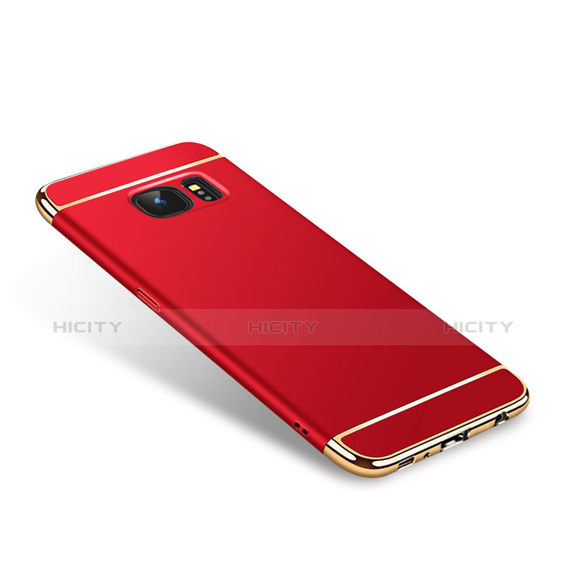 Funda Bumper Lujo Marco de Metal y Plastico para Samsung Galaxy S7 Edge G935F Rojo