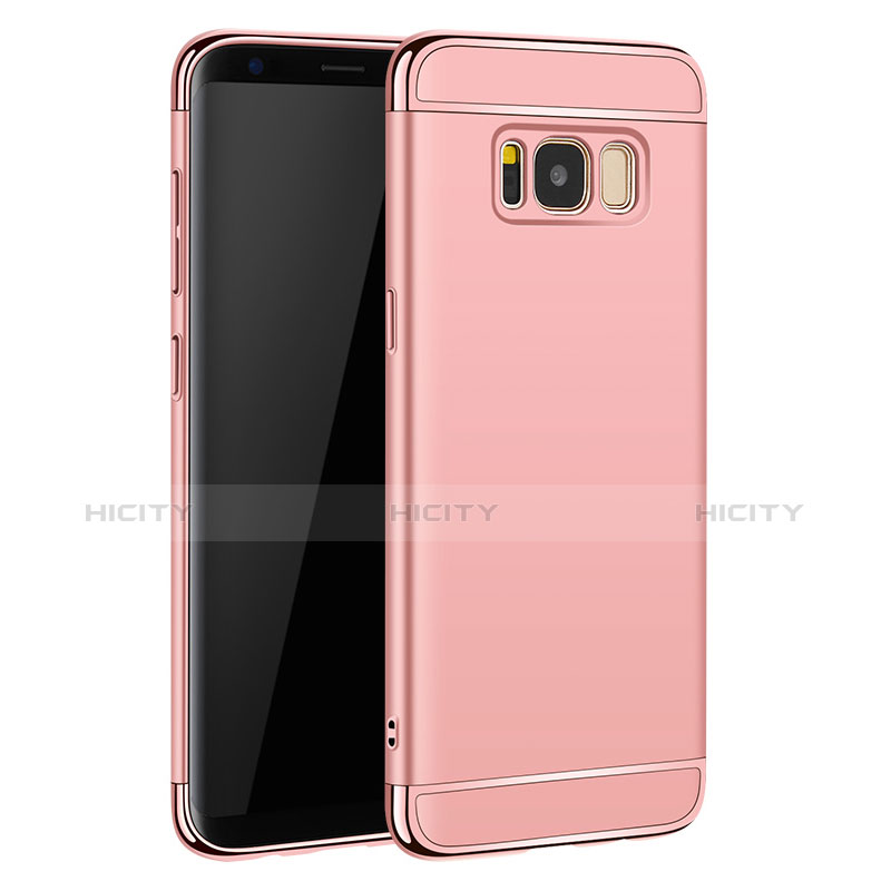 Funda Bumper Lujo Marco de Metal y Plastico para Samsung Galaxy S8 Oro Rosa