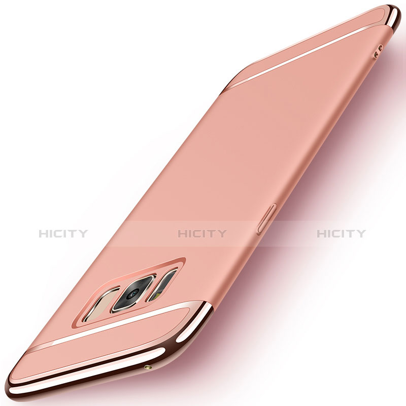 Funda Bumper Lujo Marco de Metal y Plastico para Samsung Galaxy S8 Oro Rosa