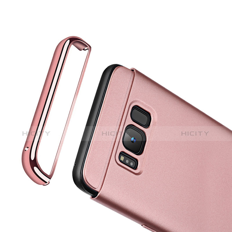 Funda Bumper Lujo Marco de Metal y Plastico para Samsung Galaxy S8 Plus Oro Rosa