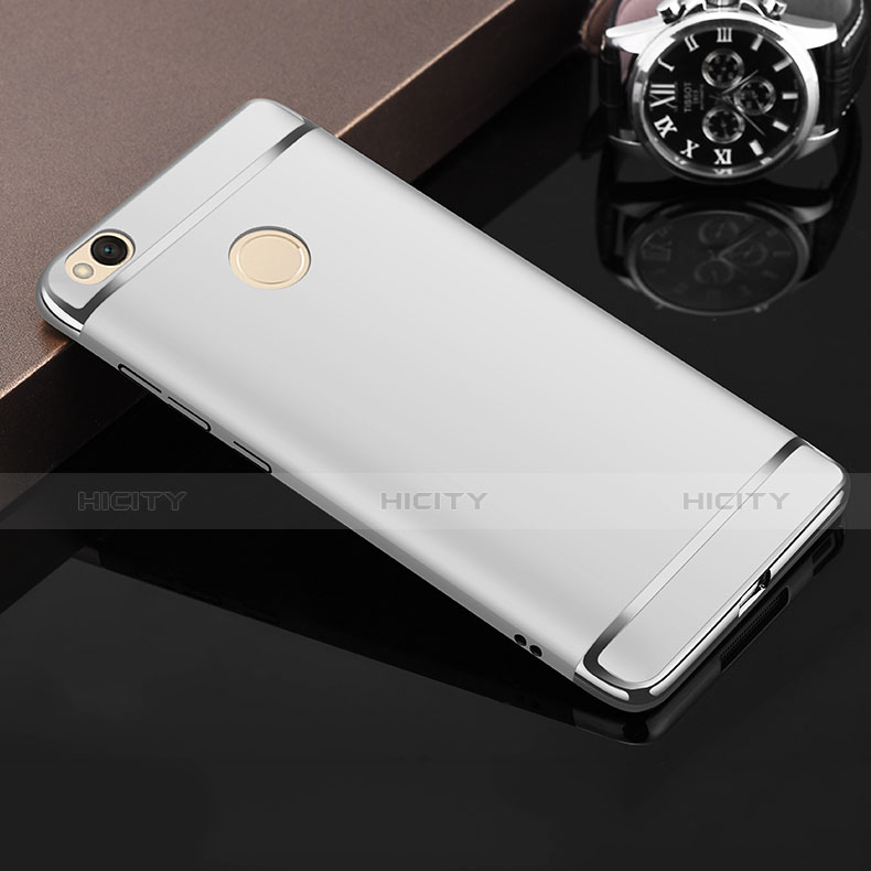 Funda Bumper Lujo Marco de Metal y Plastico para Xiaomi Redmi 4X Plata