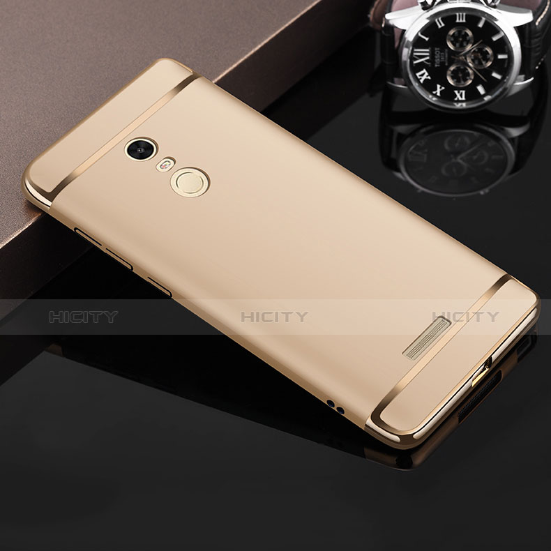 Funda Bumper Lujo Marco de Metal y Plastico para Xiaomi Redmi Note 3 Pro Oro