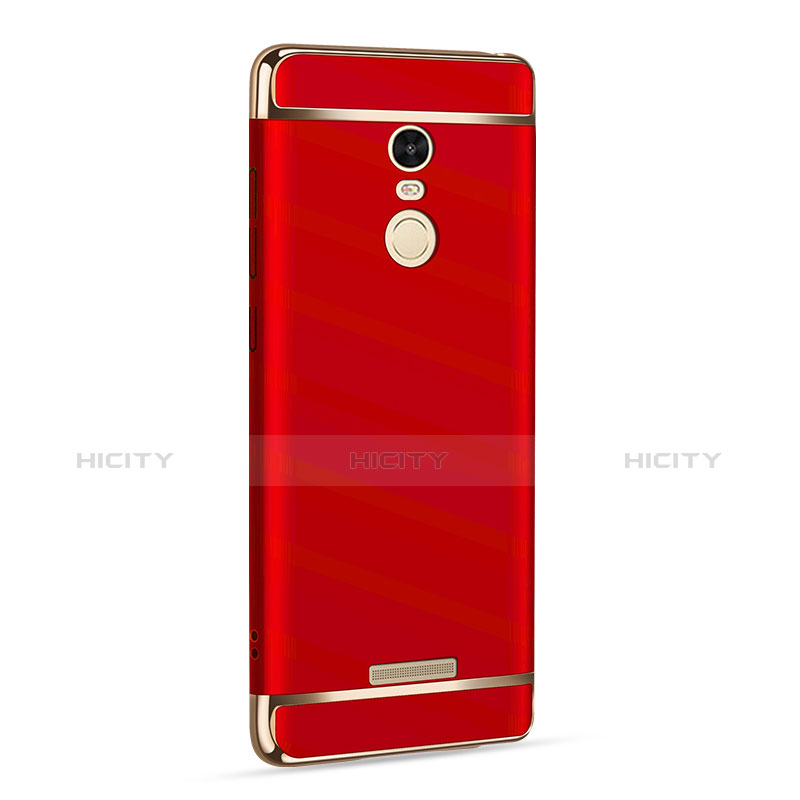 Funda Bumper Lujo Marco de Metal y Plastico para Xiaomi Redmi Note 3 Rojo