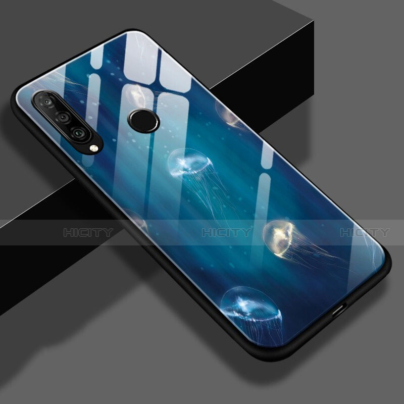 Funda Bumper Silicona Espejo Patron de Moda Carcasa S01 para Huawei P30 Lite New Edition Azul