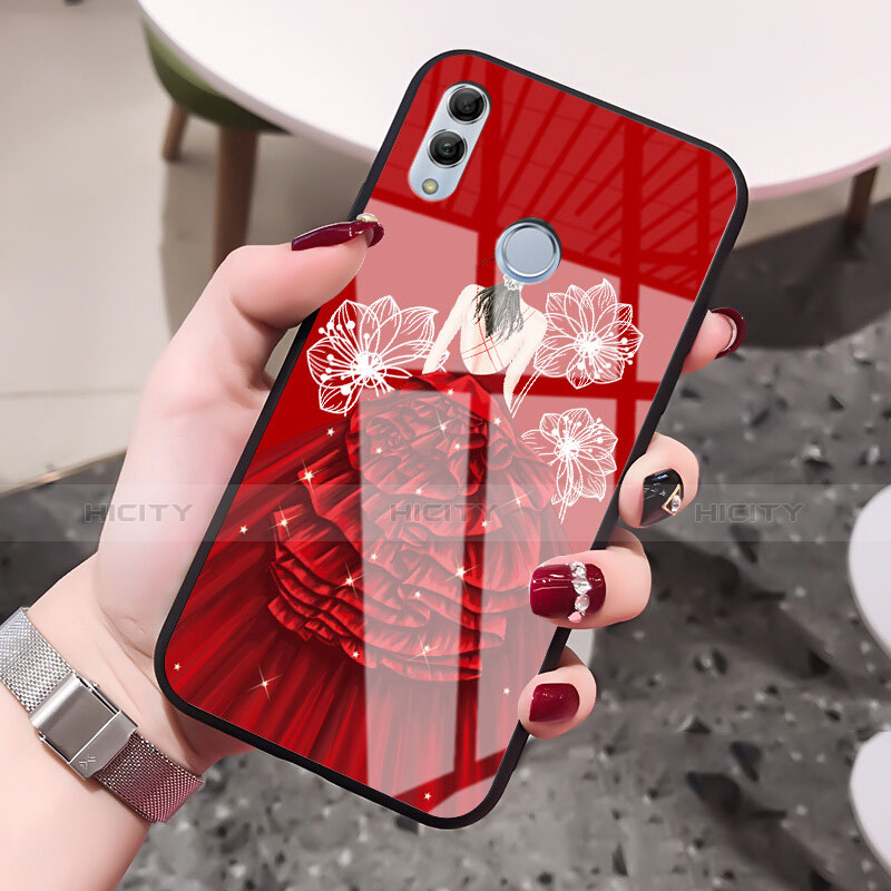 Funda Bumper Silicona Espejo Vestido de Novia Carcasa para Huawei Honor 10 Lite Rojo
