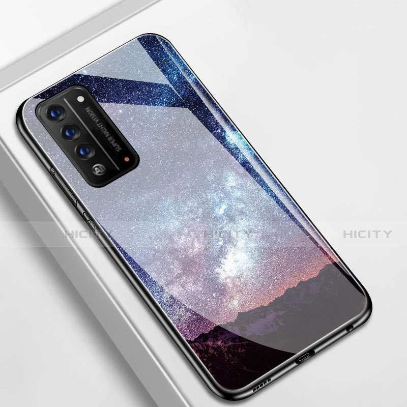 Funda Bumper Silicona Gel Espejo Estrellado Carcasa para Huawei Honor X10 5G Morado