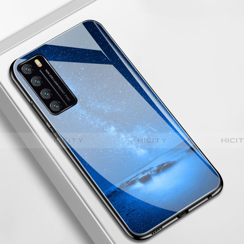 Funda Bumper Silicona Gel Espejo Estrellado Carcasa para Huawei Nova 7 5G Azul