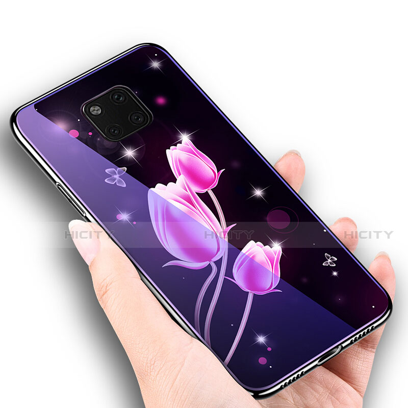 Funda Bumper Silicona Gel Espejo Flores Carcasa K01 para Huawei Mate 20 Pro