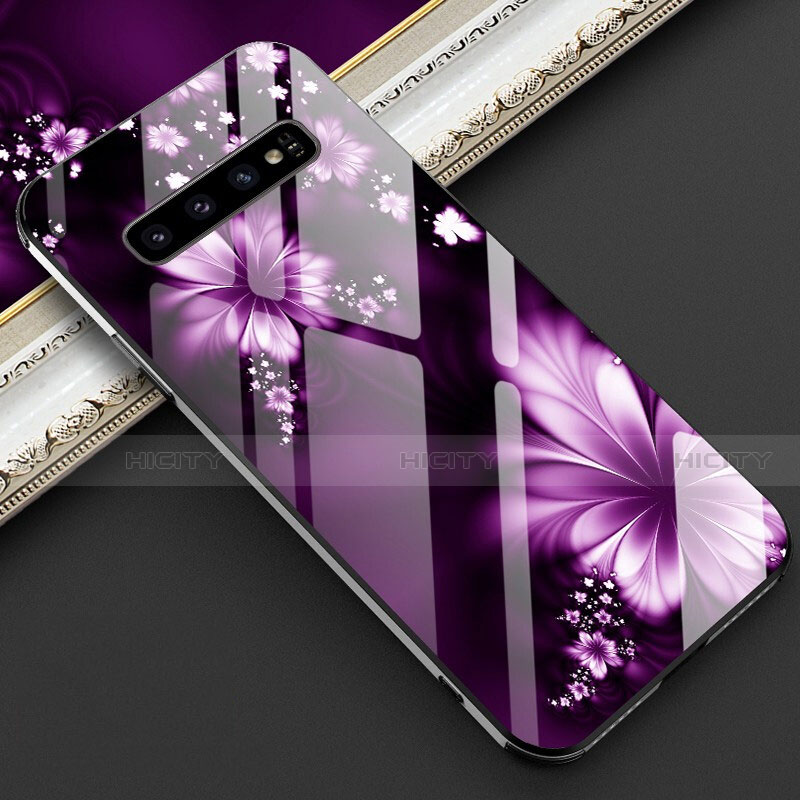 Funda Bumper Silicona Gel Espejo Flores Carcasa K01 para Samsung Galaxy S10 Plus