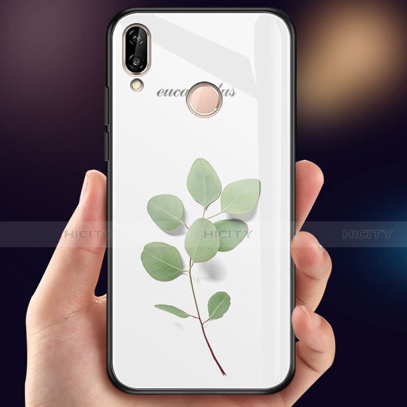 Funda Bumper Silicona Gel Espejo Flores Carcasa para Huawei P20 Lite Verde