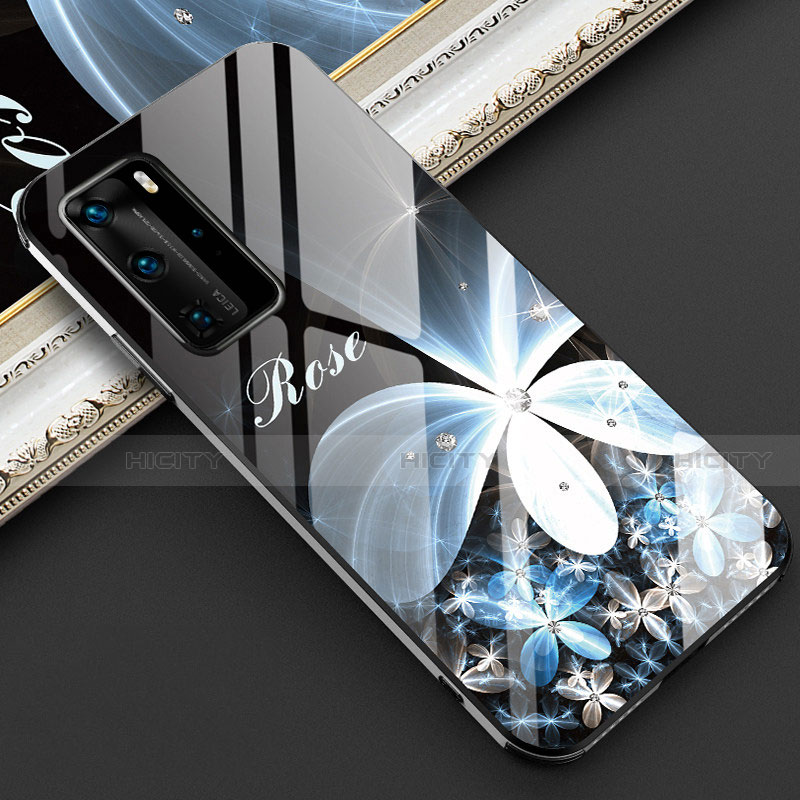 Funda Bumper Silicona Gel Espejo Flores Carcasa para Huawei P40 Pro