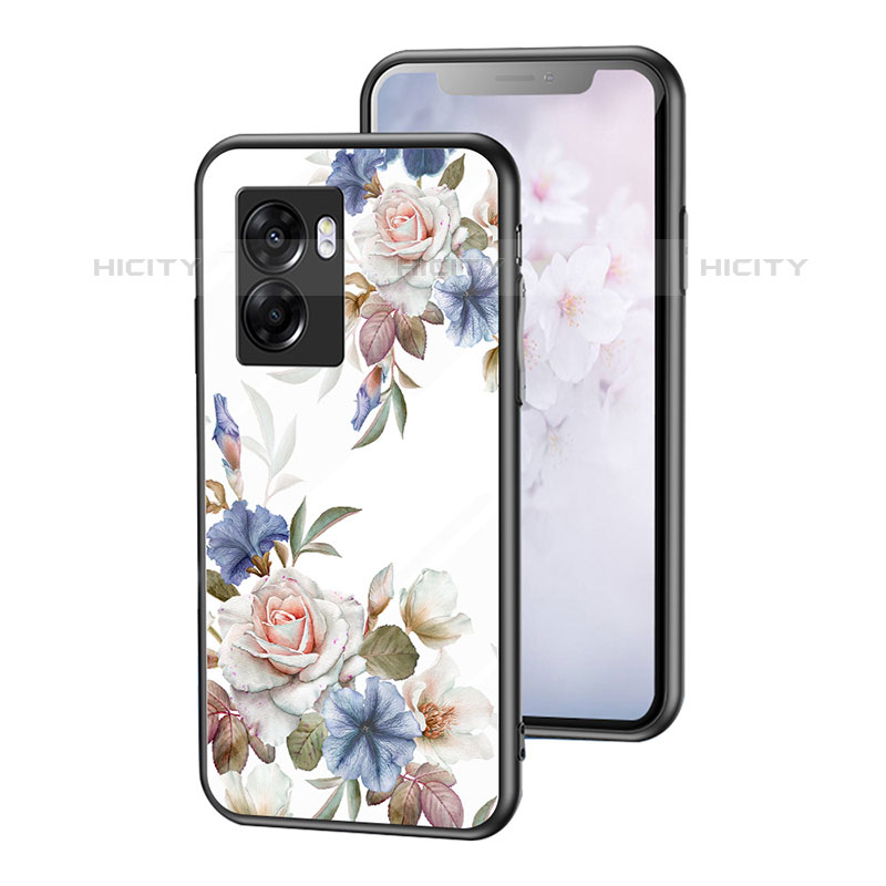 Funda Bumper Silicona Gel Espejo Flores Carcasa para OnePlus Nord N300 5G Blanco