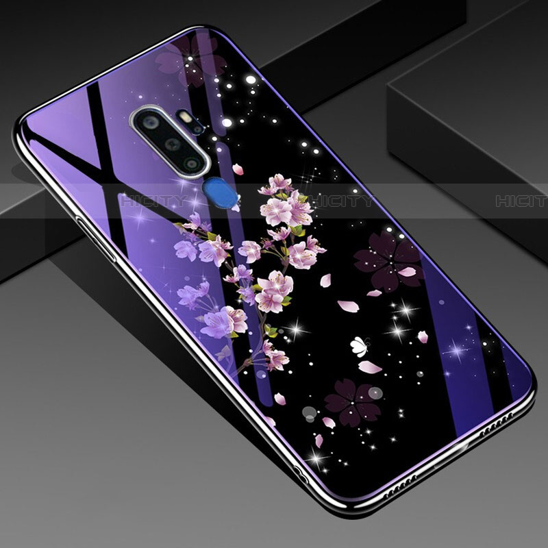 Funda Bumper Silicona Gel Espejo Flores Carcasa para Oppo A9 (2020)