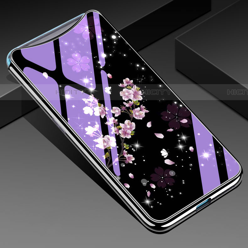 Funda Bumper Silicona Gel Espejo Flores Carcasa para Oppo Find X