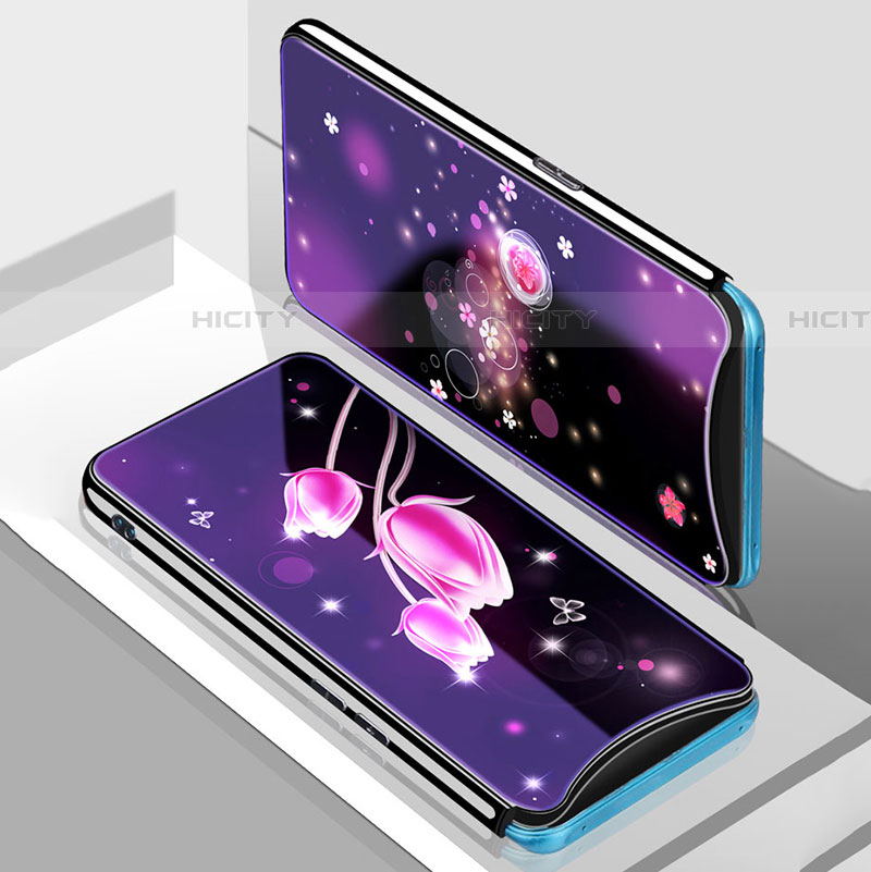 Funda Bumper Silicona Gel Espejo Flores Carcasa para Oppo Find X