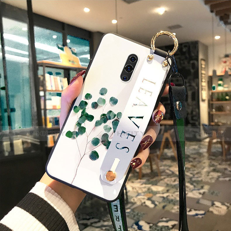 Funda Bumper Silicona Gel Espejo Flores Carcasa para Oppo K3 Verde