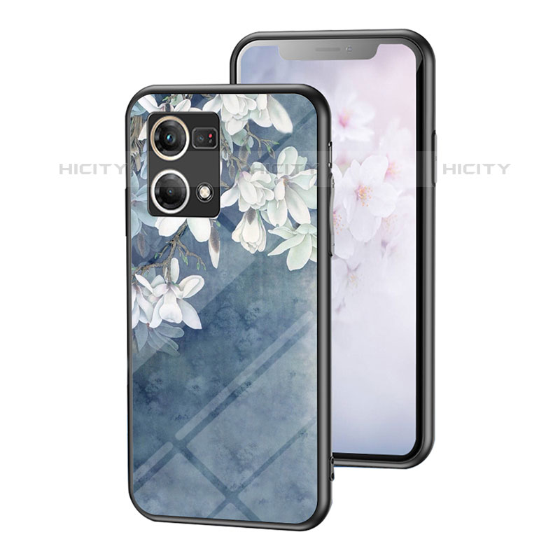 Funda Bumper Silicona Gel Espejo Flores Carcasa para Oppo Reno7 4G