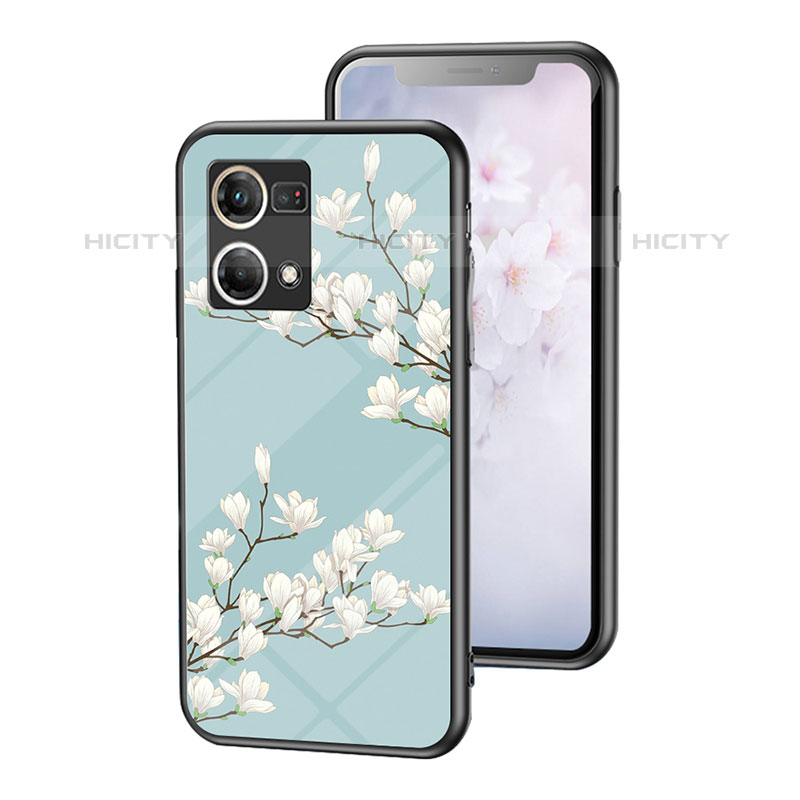 Funda Bumper Silicona Gel Espejo Flores Carcasa para Oppo Reno8 4G