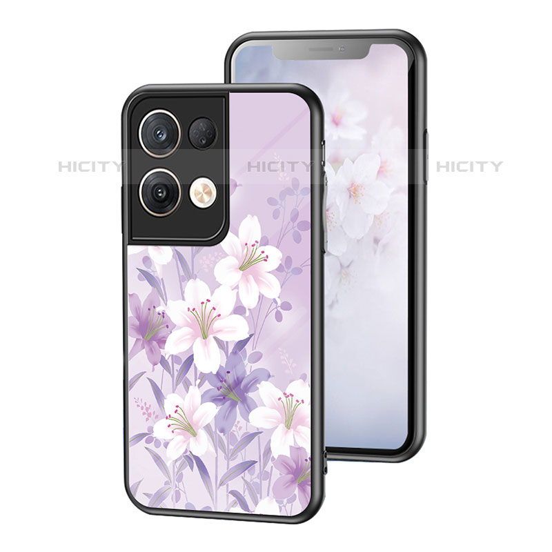 Funda Bumper Silicona Gel Espejo Flores Carcasa para Oppo Reno8 Pro+ Plus 5G