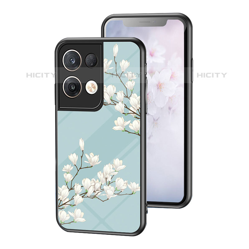 Funda Bumper Silicona Gel Espejo Flores Carcasa para Oppo Reno8 Pro+ Plus 5G