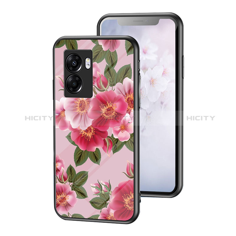 Funda Bumper Silicona Gel Espejo Flores Carcasa para Realme V23 5G