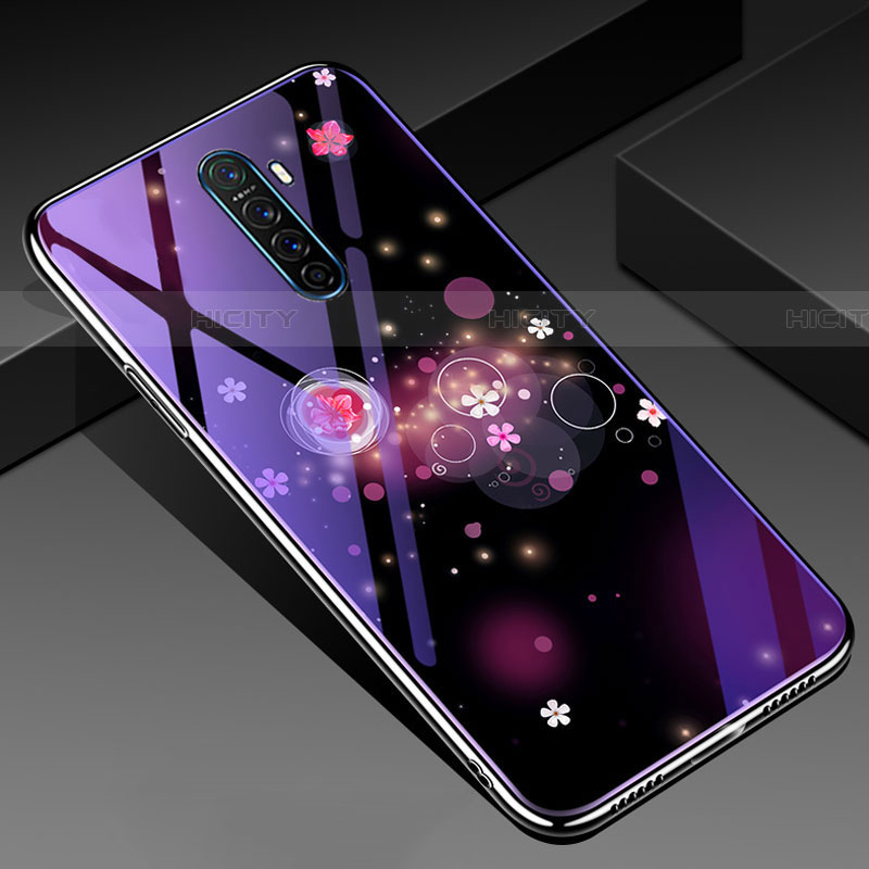 Funda Bumper Silicona Gel Espejo Flores Carcasa para Realme X2 Pro Morado