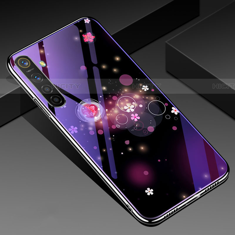 Funda Bumper Silicona Gel Espejo Flores Carcasa para Realme XT